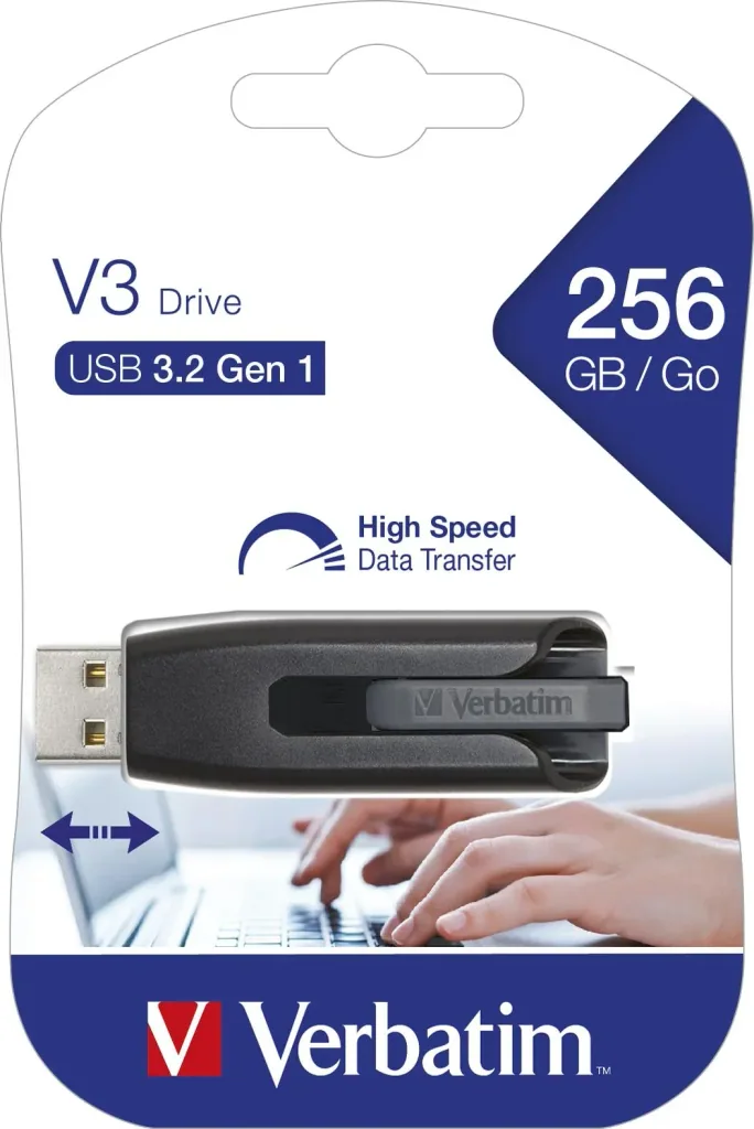 256 GB USB 3.2 GEN1 Speicherstick, V3 Store on Go in Grau