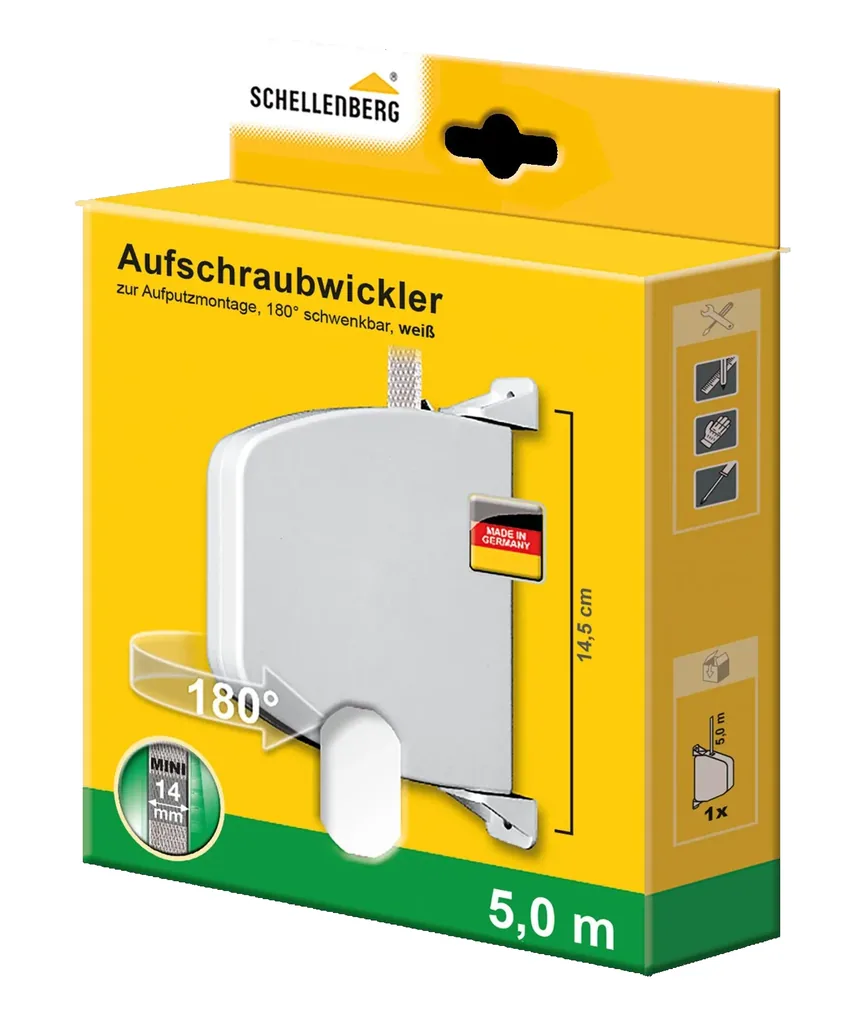 Surface-mounted roller shutter belt winder, white