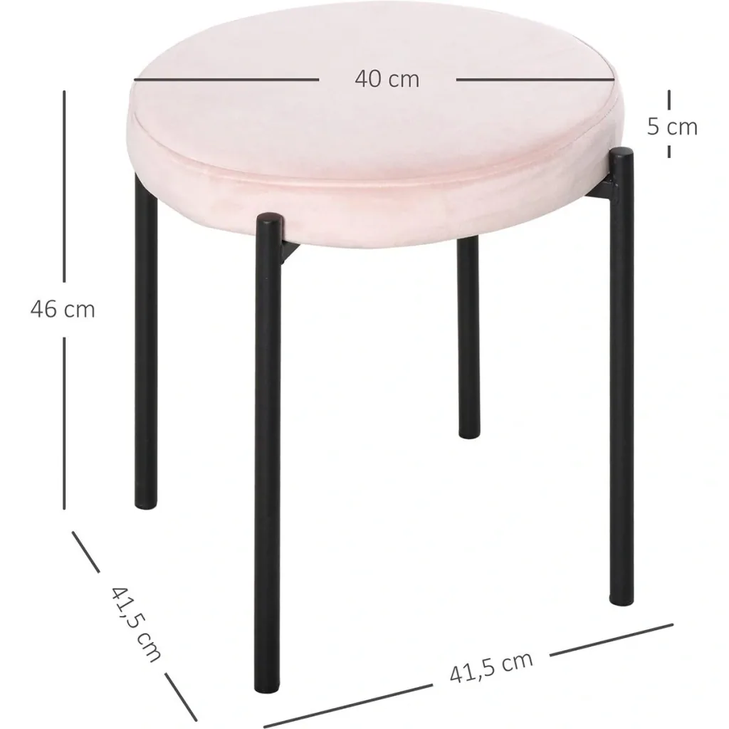 Stool 4-piece set with velvet cover gray