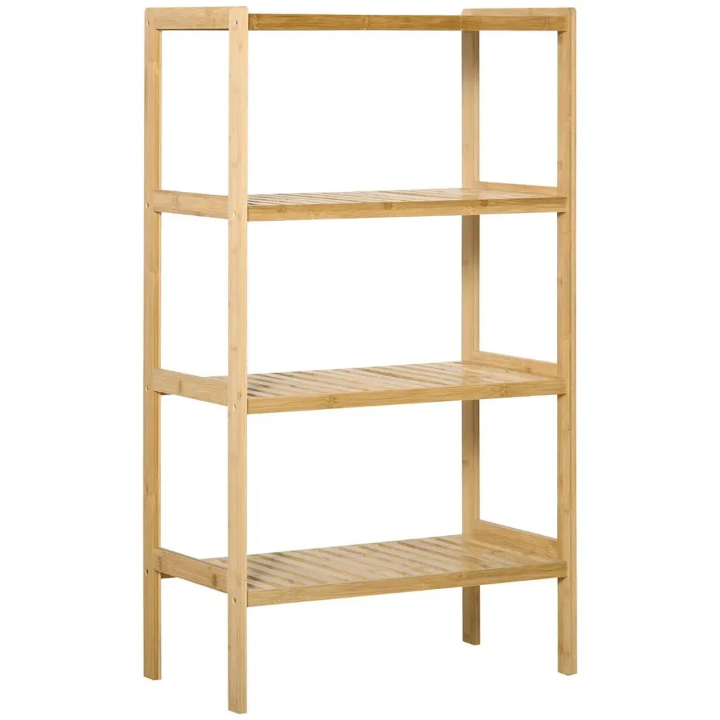 Beach Shelf Bookcase 4-Tier Bamboo Storage Shelf Natural Bamboo 62 x 33 x 112 cm