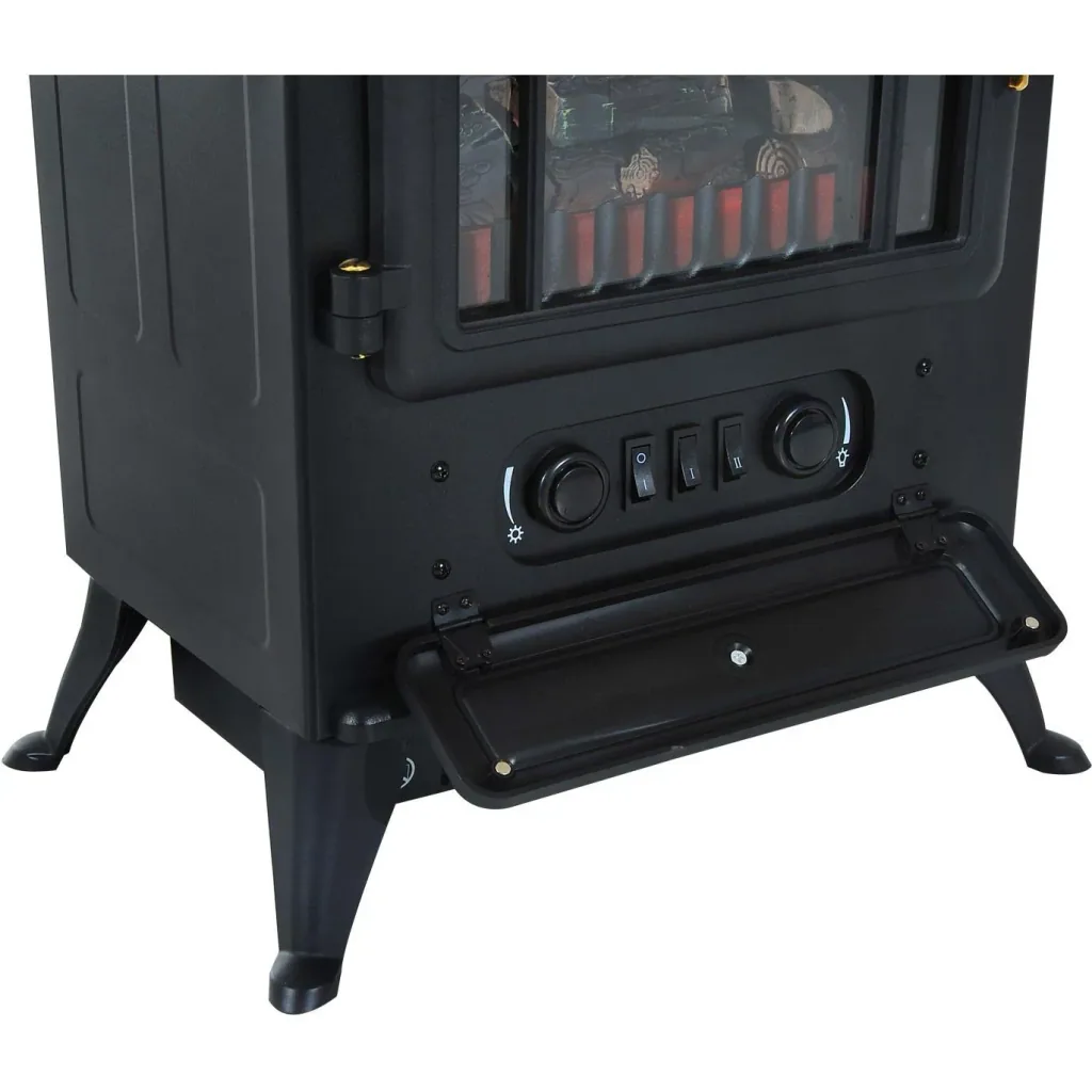 Electric fireplace freestanding fireplace 1850 watts black