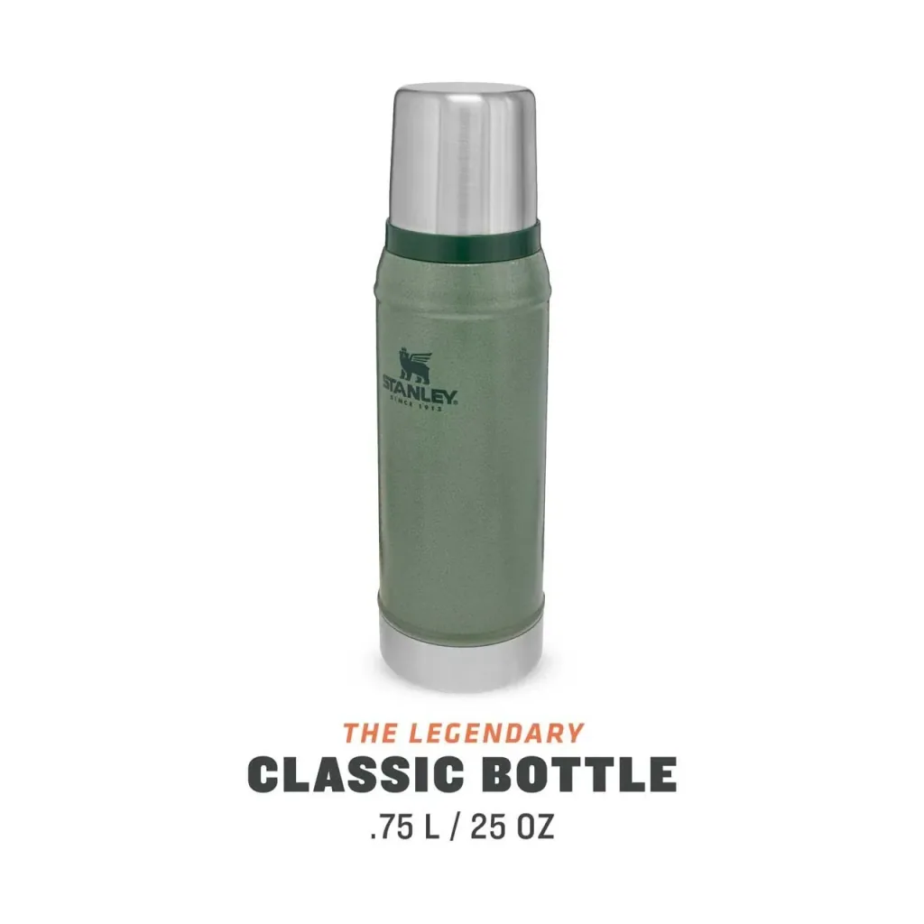 Classic vacuum bottle 0.75 l, Hammertone green, double-walled vacuum insulation, drinking cup