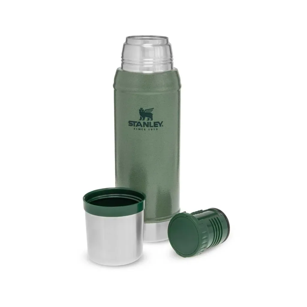 Classic vacuum bottle 0.75 l, Hammertone green, double-walled vacuum insulation, drinking cup