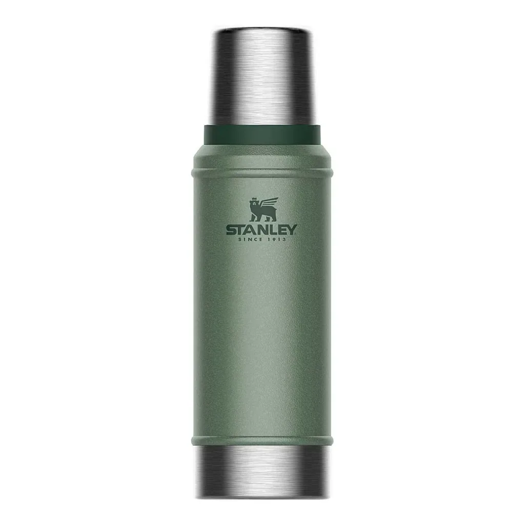Classic vacuum bottle 0.75 l, Hammertone green, double-walled vacuum insulation, drinking cup