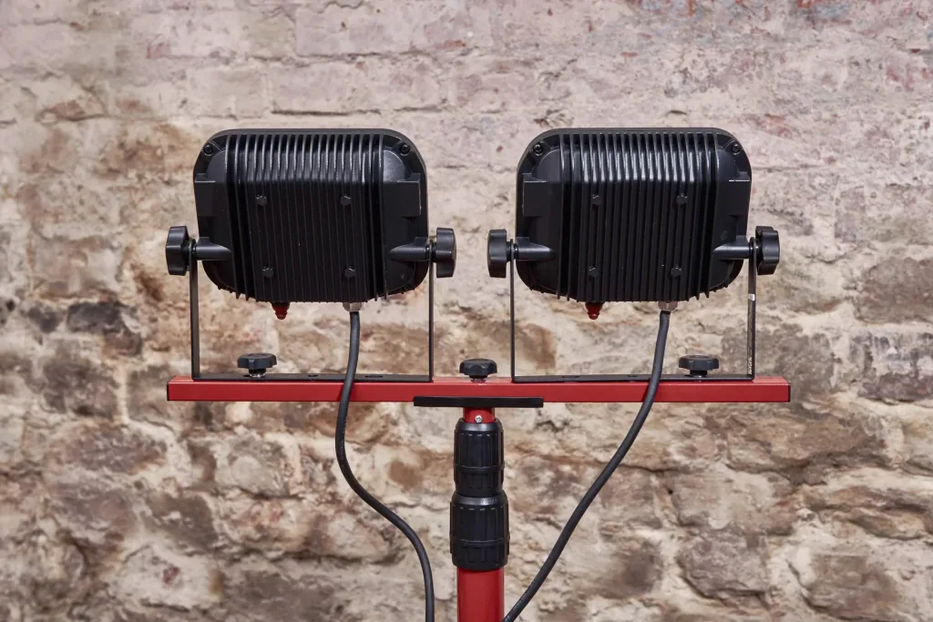 LED tripod floodlight for indoor and outdoor use with 2 x 22 watts