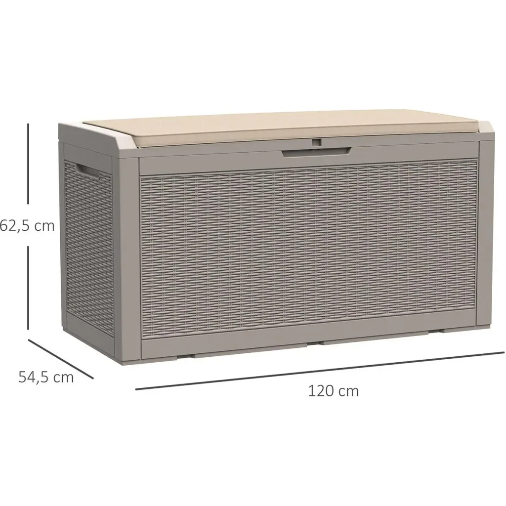 2-in-1 garden chest in rattan look grey