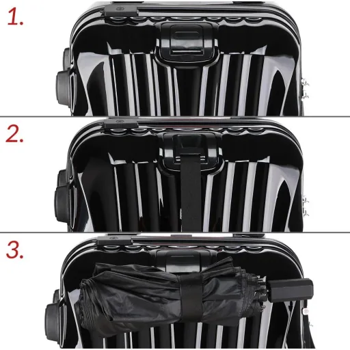 Hard-shell suitcase Ikarus Black M made of ABS 38l 55x35x20cm