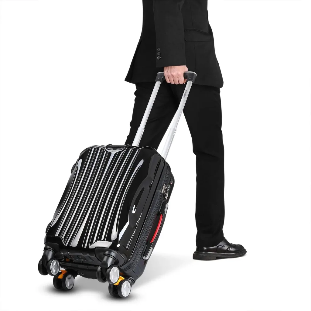 Hard-shell suitcase Ikarus Black M made of ABS 38l 55x35x20cm