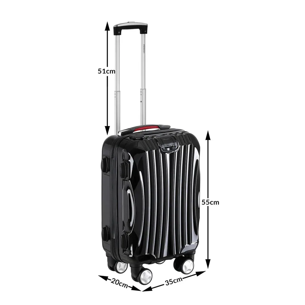 Hard-shell suitcase Ikarus Black M made of ABS 38l 55x35x20cm