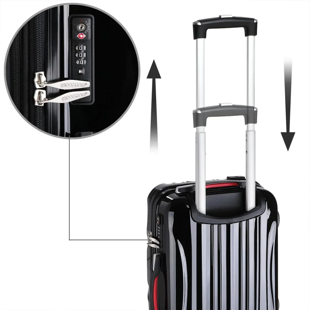 Hard-shell suitcase Ikarus Black M made of ABS 38l 55x35x20cm