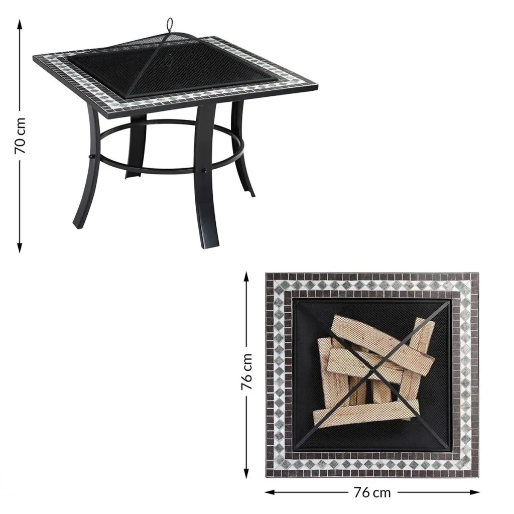 Mosaic fire bowl square 76x76cm