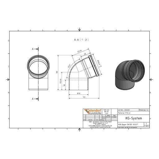 Afvoerbocht 110mm 67 graden - KG Buis Bocht