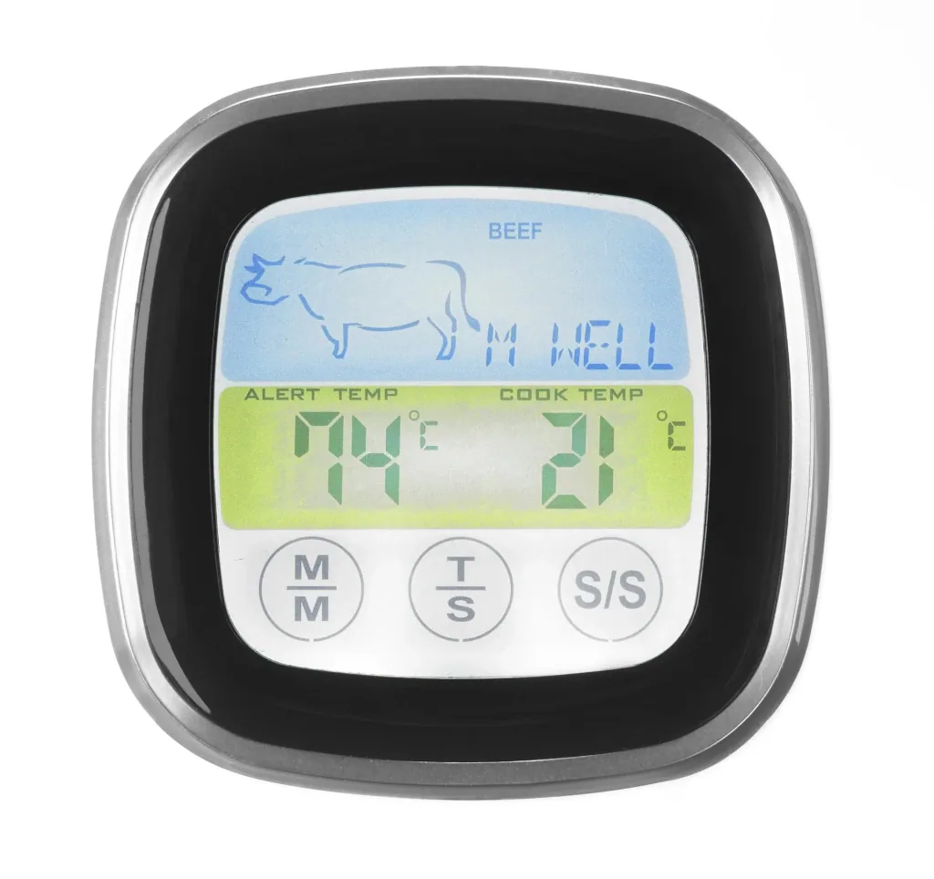Digital roasting and grilling thermometer with touchscreen