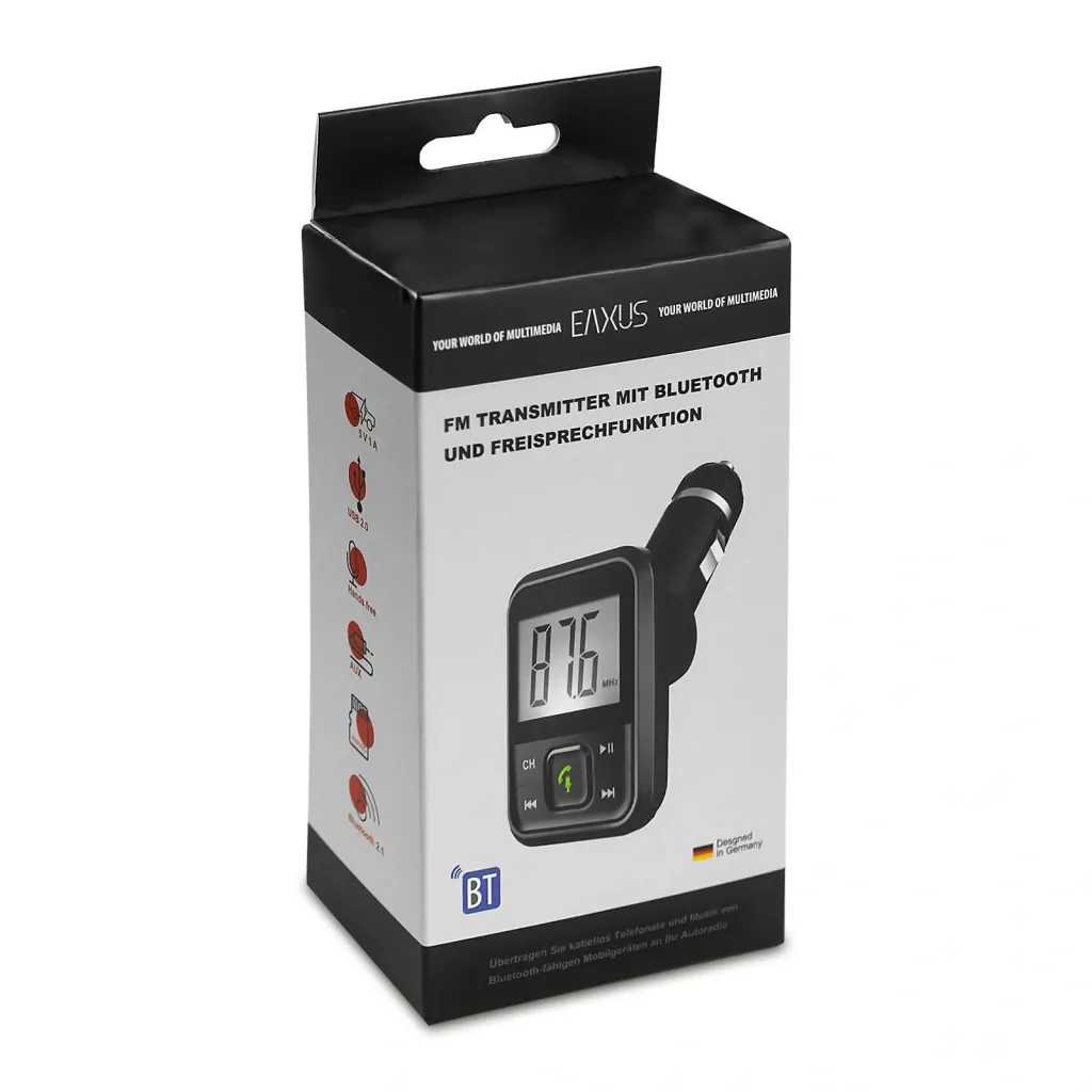 FM transmitter with Bluetooth, USB, AUX, Micro SD and hands-free function