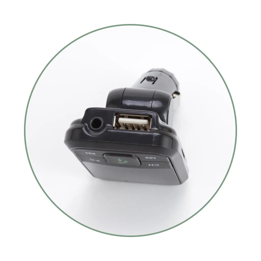 FM transmitter with Bluetooth, USB, AUX, Micro SD and hands-free function