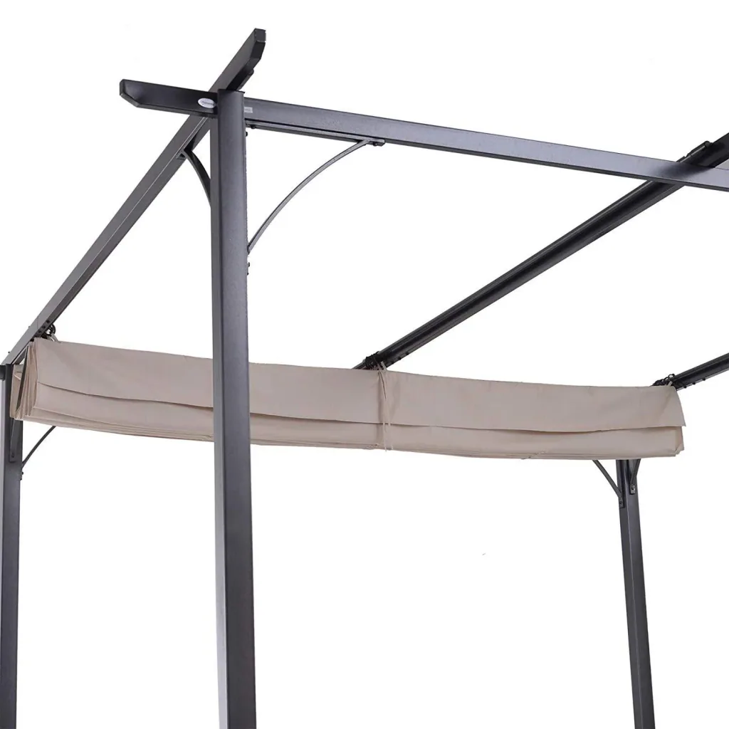 Pergola with sliding roof by cable pull