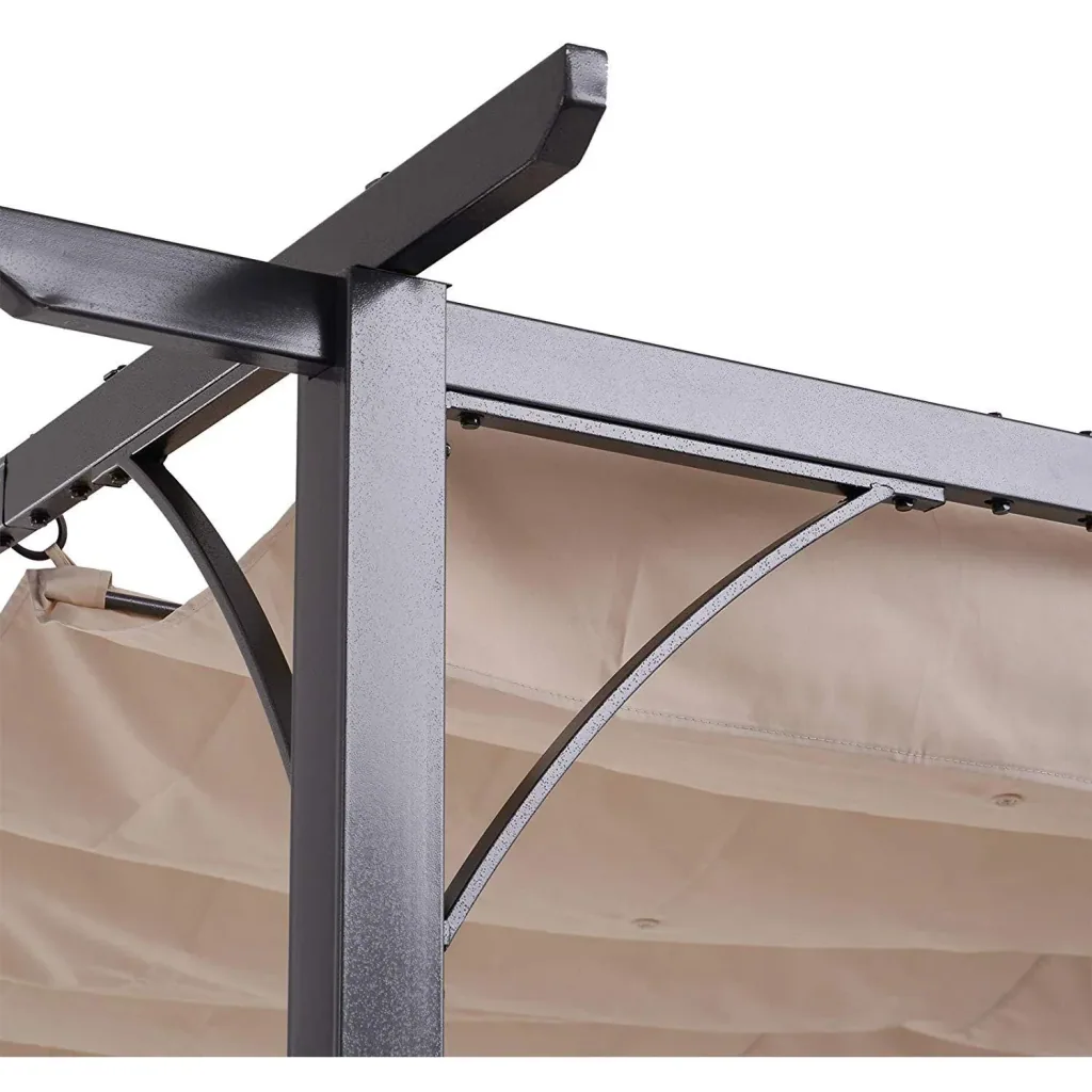 Pergola with sliding roof by cable pull
