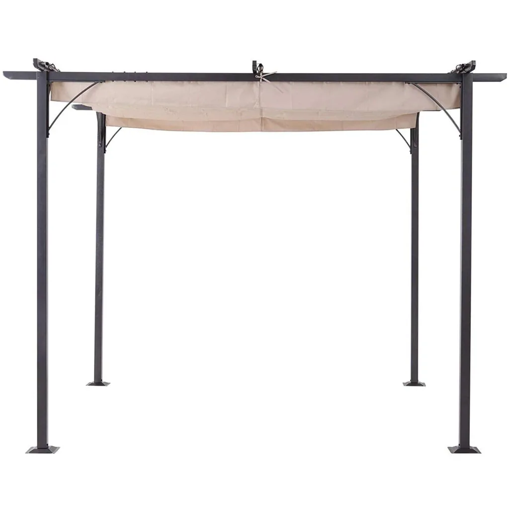 Pergola with sliding roof by cable pull