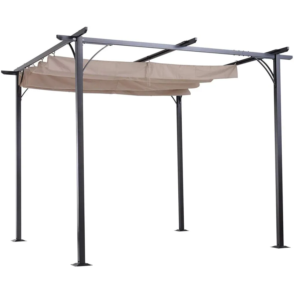 Pergola with sliding roof by cable pull