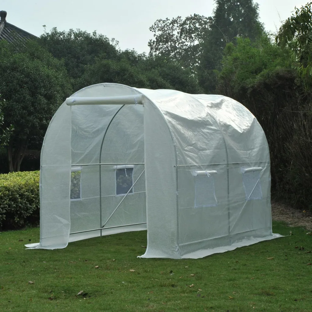 Plastic greenhouse 2.5x2x2m 4 side windows white
