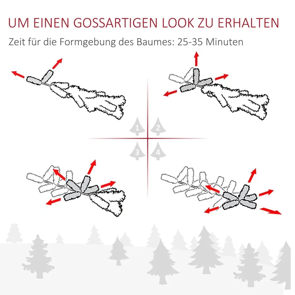 Artificial Christmas tree 180 cm Christmas tree with 1000 branch tips including Christmas tree stand metal silver+white Ø103 x 180 cm