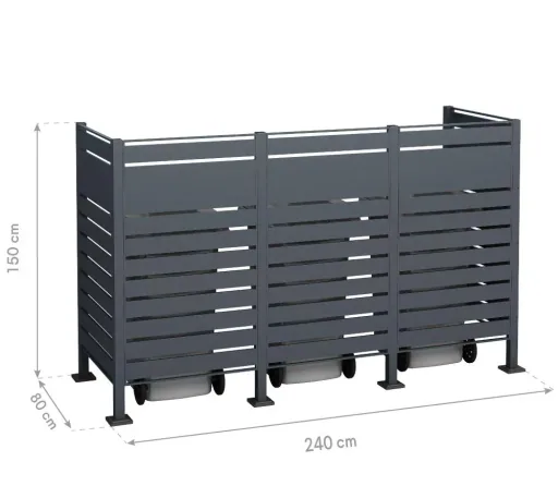 Garbage can cover Planum 3-box, 150 cm, anthracite