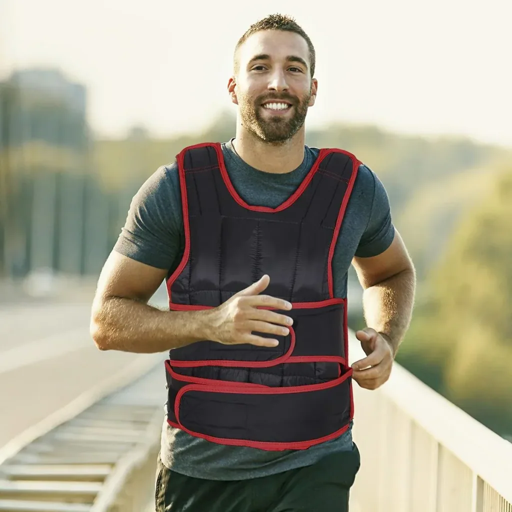 20 kg training vest weight vest with double straps adjustable strength training fitness Oxford metal black+red 40 x