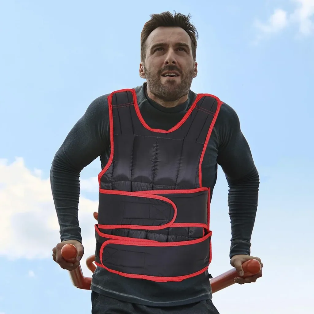 20 kg training vest weight vest with double straps adjustable strength training fitness Oxford metal black+red 40 x