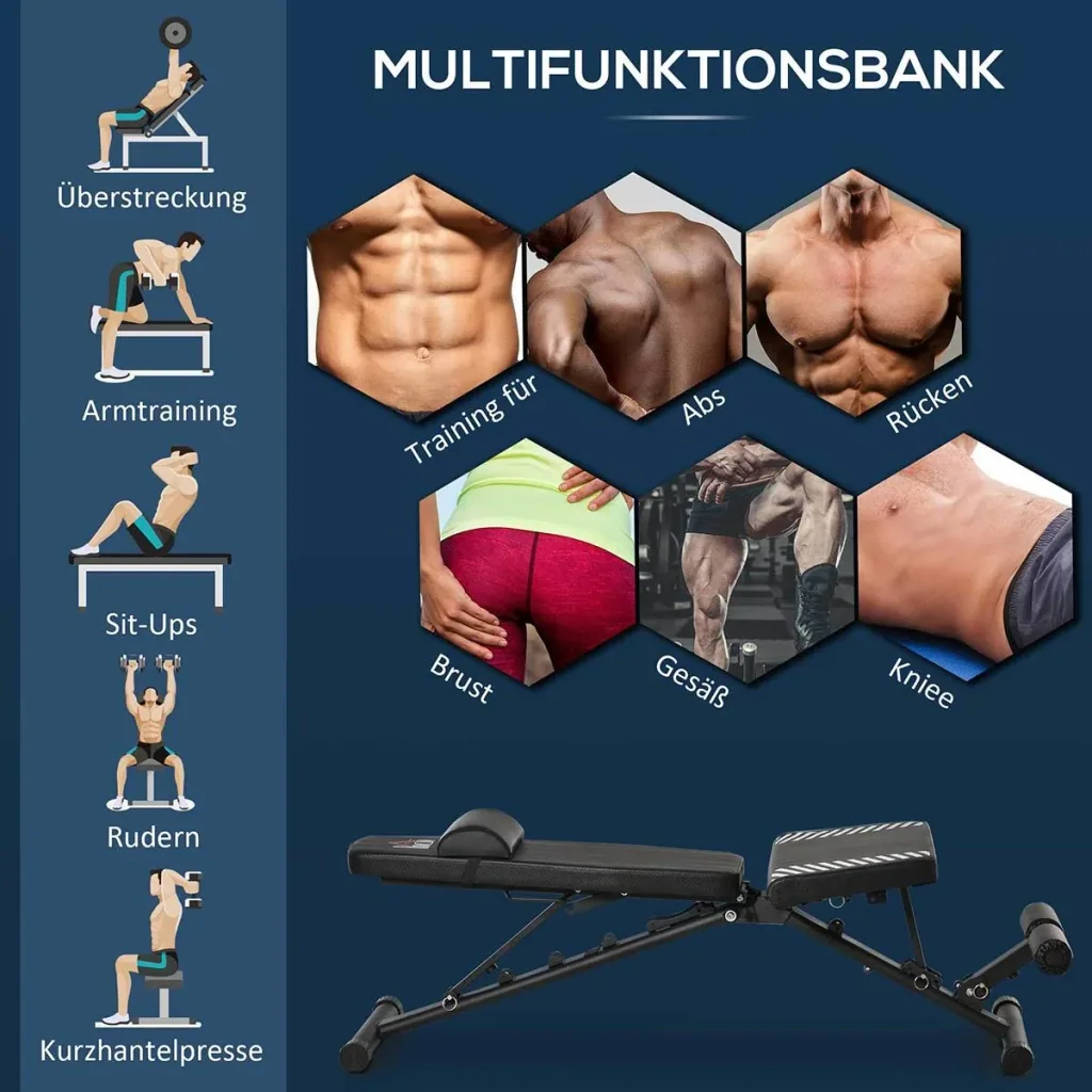 Weight bench foldable multifunctional training bench adjustable sit-up bench for home training 6 levels leg holder for construction