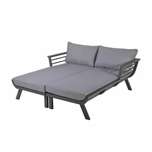 Double lounger DELIA, aluminum, dark gray / polyester, gray