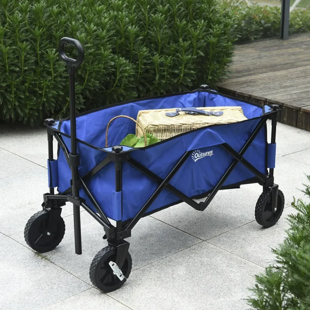 Handcart, foldable handcart, 360° garden cart, transport cart, beach cart, steel frame, Oxford, 107 x 51 x 91.5 cm