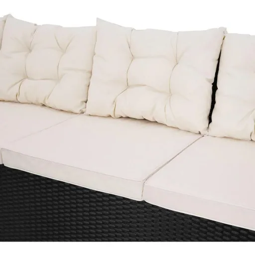 Polyrattan lounge set black WPC table top