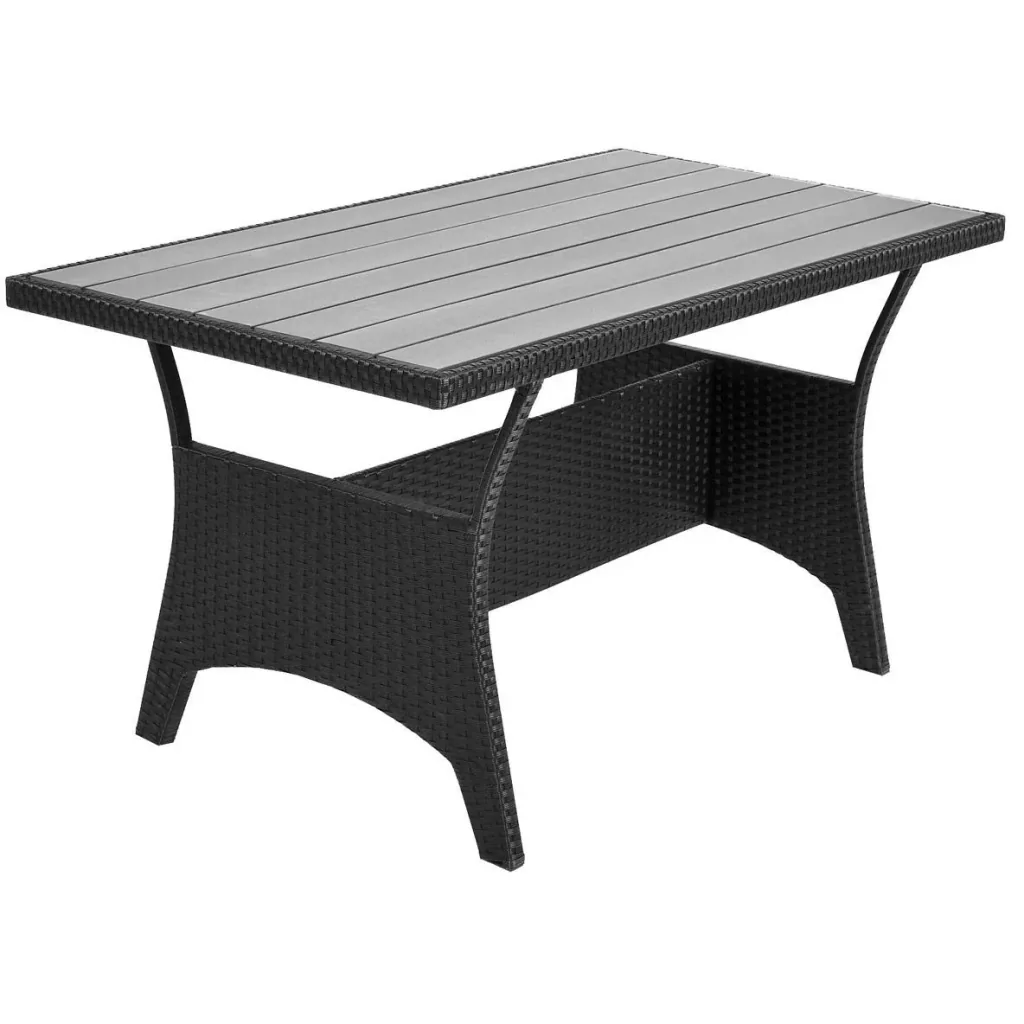 Polyrattan lounge set black WPC table top
