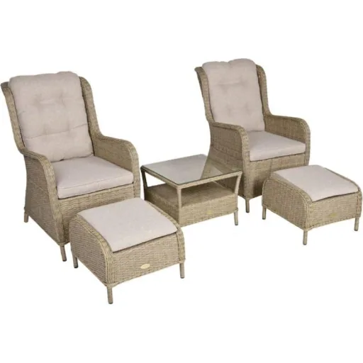 VALENCIA armchair set, 5-piece, steel / plastic mesh / polyester, anise brown