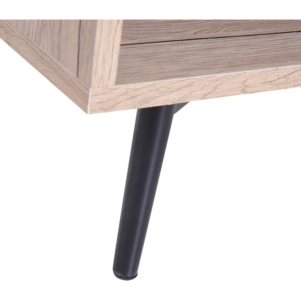 Side table coffee table table top height adjustable foldable with shelf storage compartment wood 100 x 58 x (39.3 52.7) cm