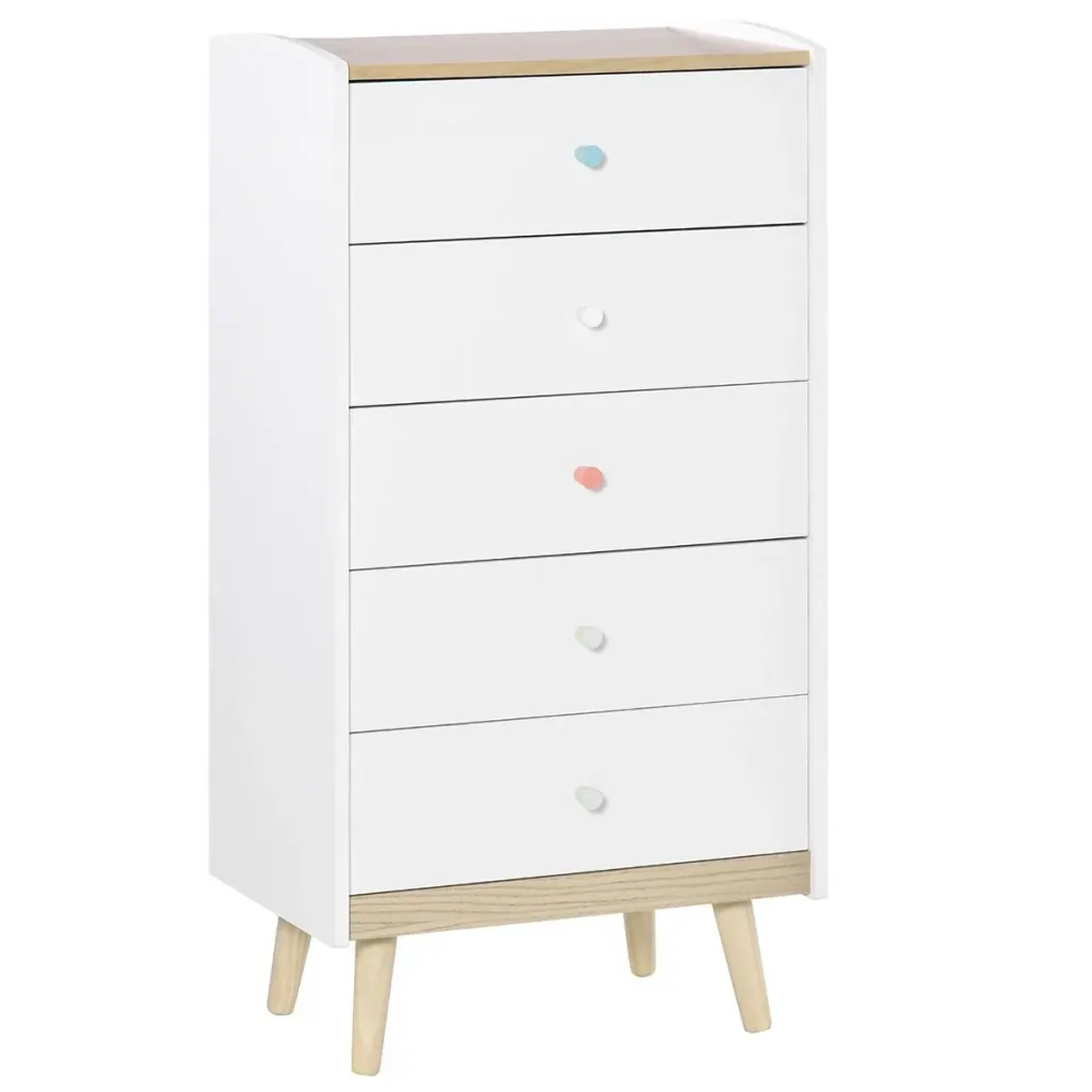 Children's chest of drawers with 5 drawers handle drawer cabinet for children from 3 years children's cabinet with anti-tip device Kie