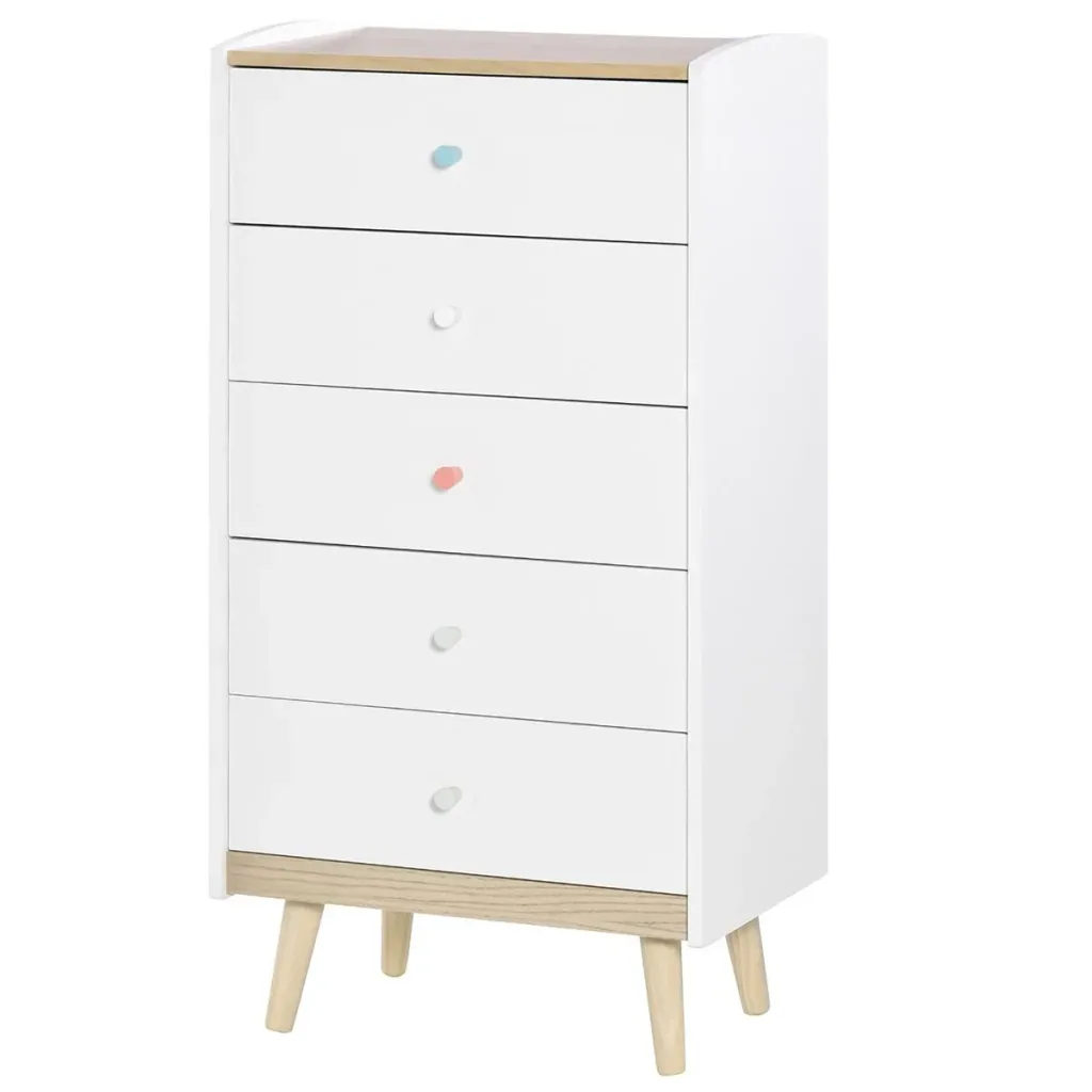 Children's chest of drawers with 5 drawers handle drawer cabinet for children from 3 years children's cabinet with anti-tip device Kie