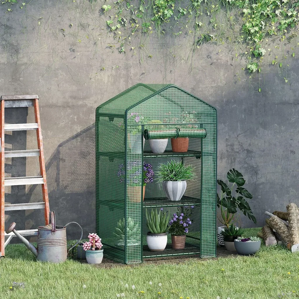 Mini greenhouse - 3 levels - roller shutter - 69 x 49 x 125 cm