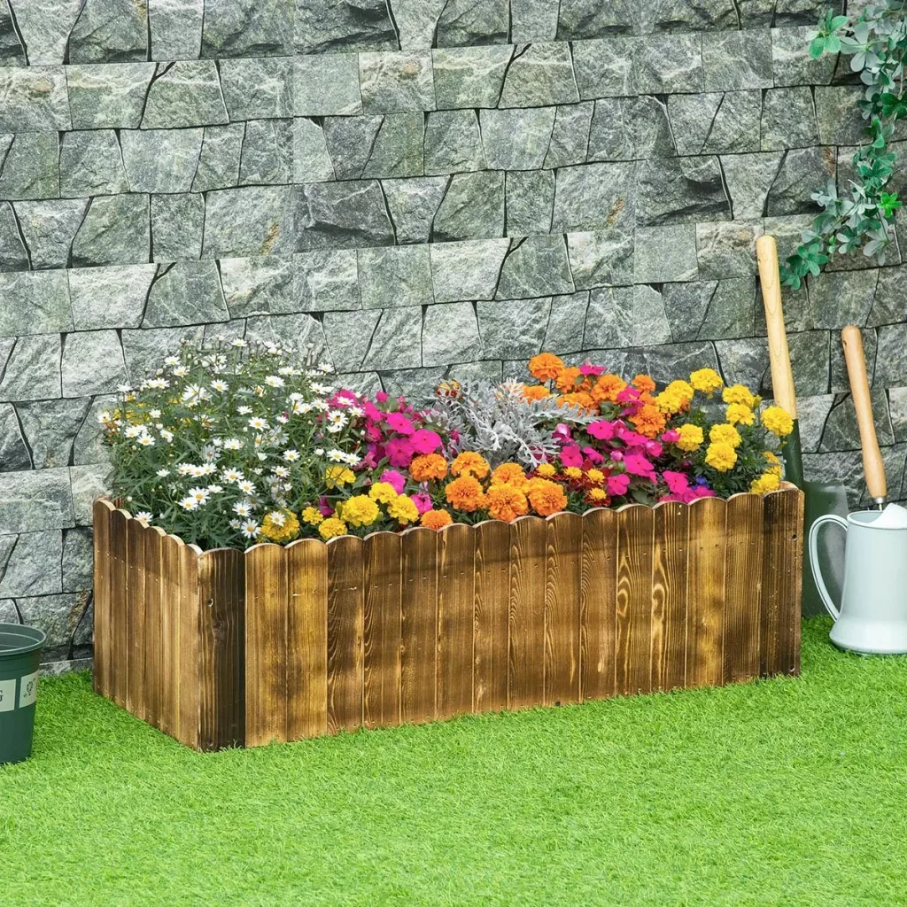 Raised bed planter herb bed planting bed vegetable flower bed flower box fir wood 100 x 40 x 30 cm