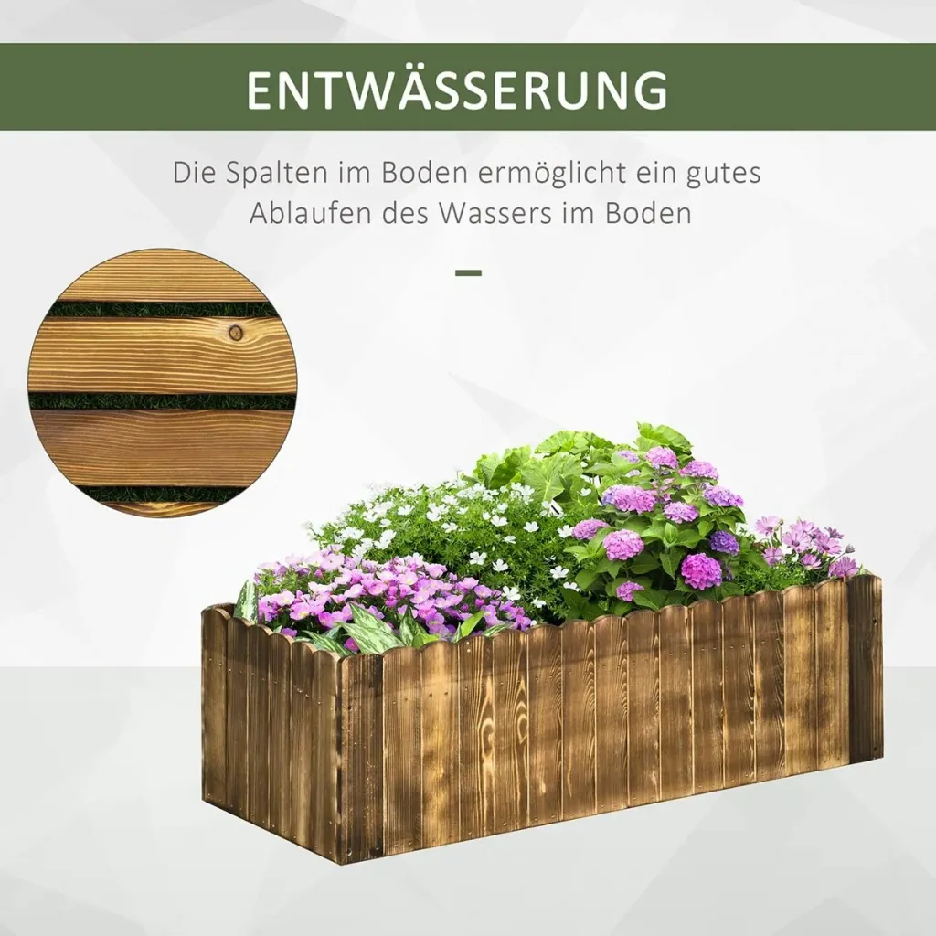 Raised bed planter herb bed planting bed vegetable flower bed flower box fir wood 100 x 40 x 30 cm