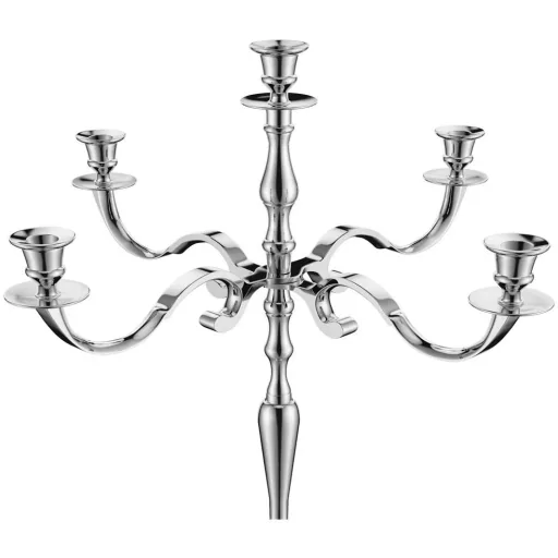 Candlestick silver shiny aluminum 60cm 5-armed candelabra