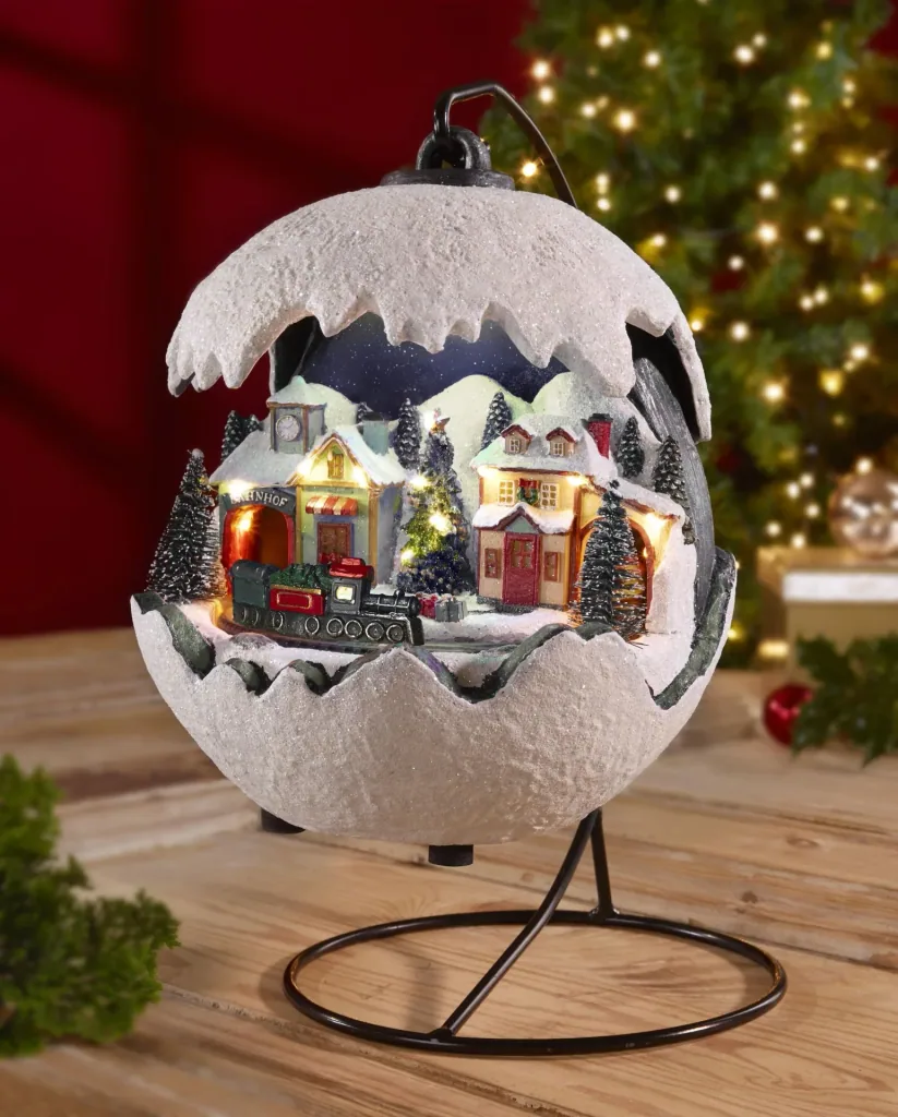 Christmas ball 2021 with moving train, LED light and music