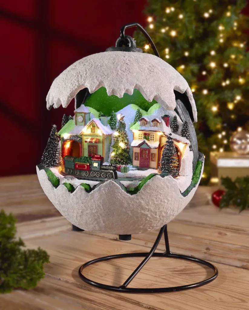 Christmas ball 2021 with moving train, LED light and music
