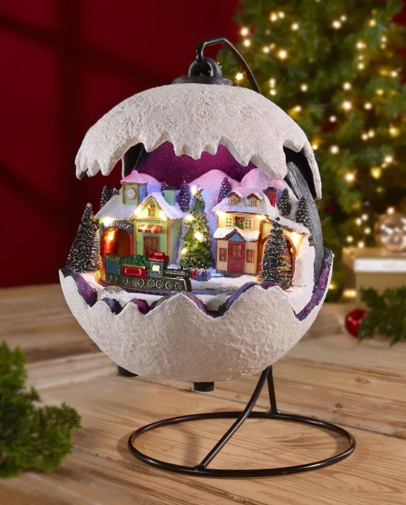 Christmas ball 2021 with moving train, LED light and music