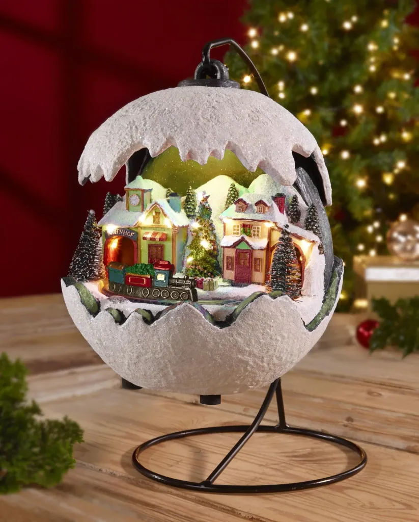Christmas ball 2021 with moving train, LED light and music