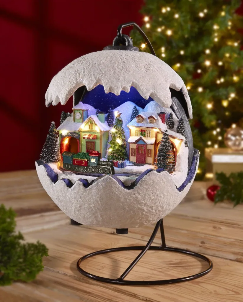 Christmas ball 2021 with moving train, LED light and music