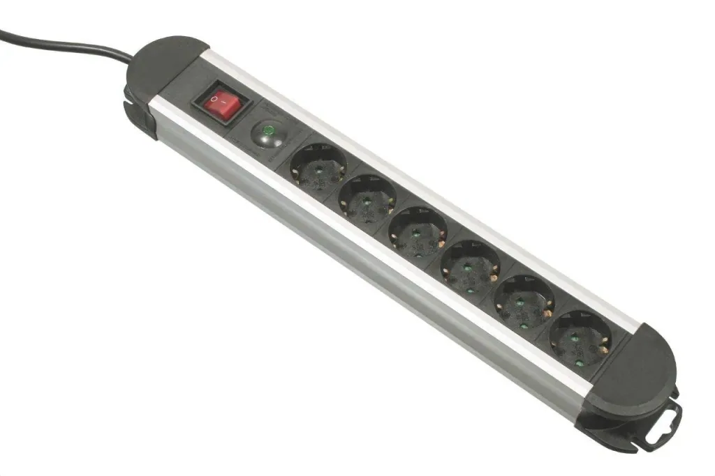 6-way aluminum power strip with surge protection and switch