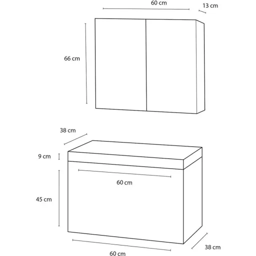 Shallow bathroom furniture 60cm - anthracite