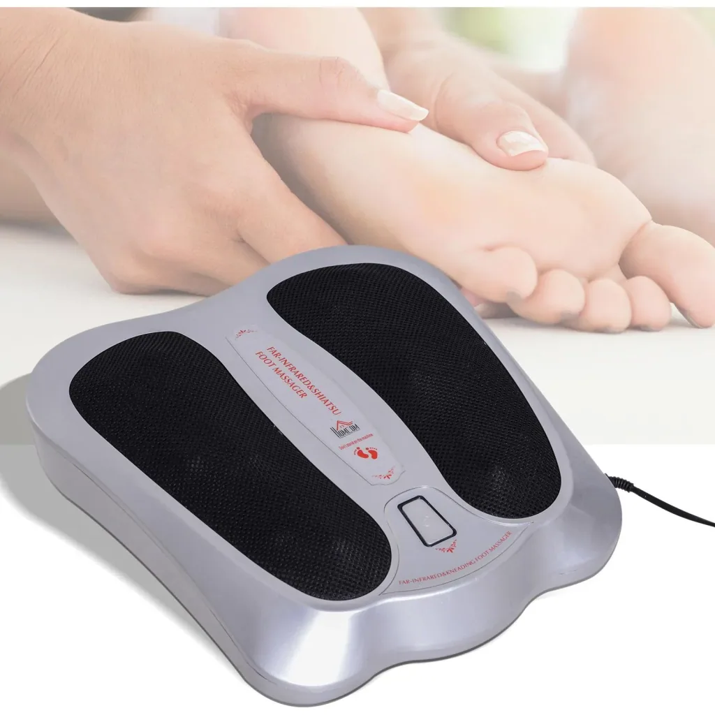 Shiatsu Foot Massager Electric Heat Function Reflexology Foot Massage 2 Modes Silver