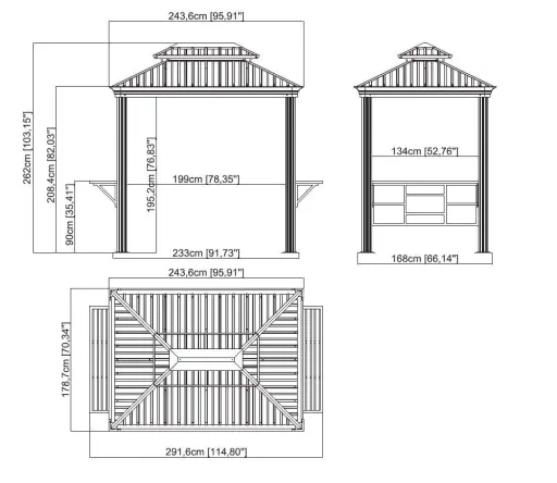 Sojag BBQ-Paviljoen Messina 68 292×179×262 cm Antraciet – Grillpaviljoen met 2 legplanken & stalen dak